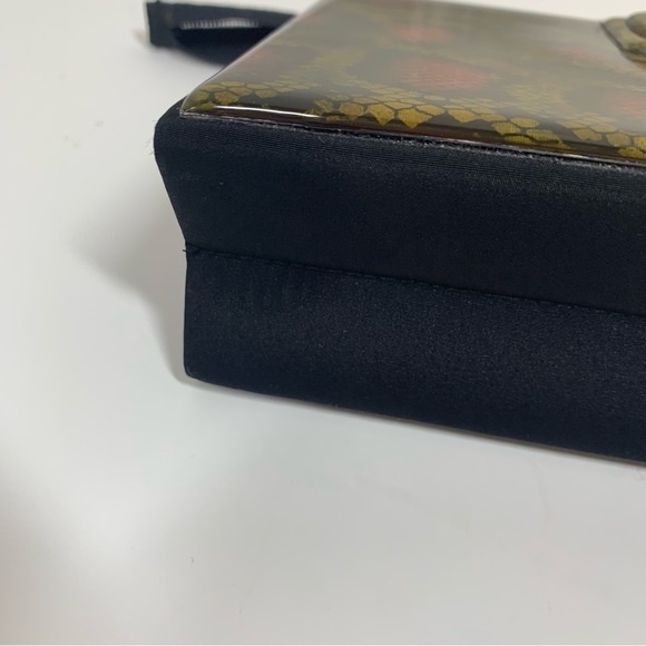 Angela Frascone Snakeskin Pattern Hard Clutch‎ Black Yellow Red - Picture 8 of 11